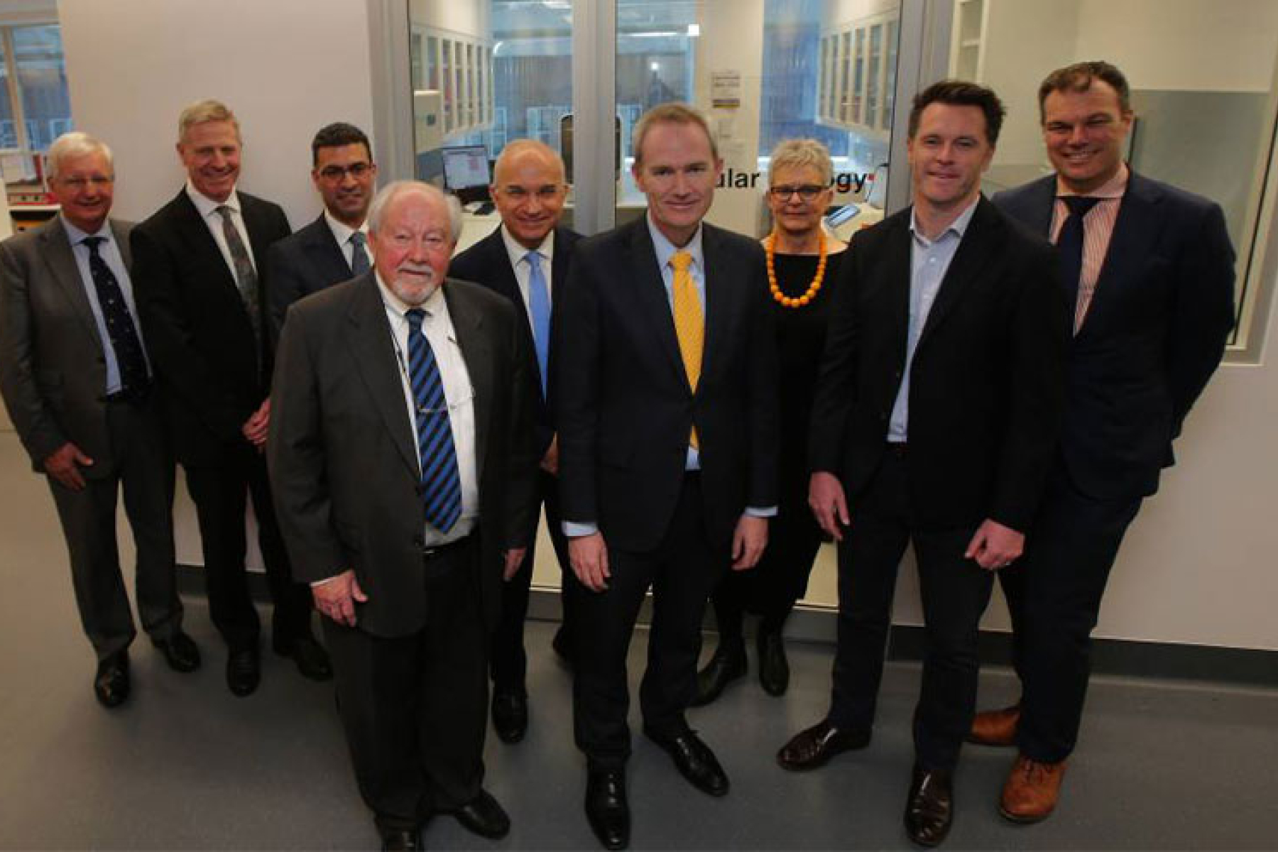 Foundation chairman Professor John Edmonds (fourth from left) with centre supporters. 